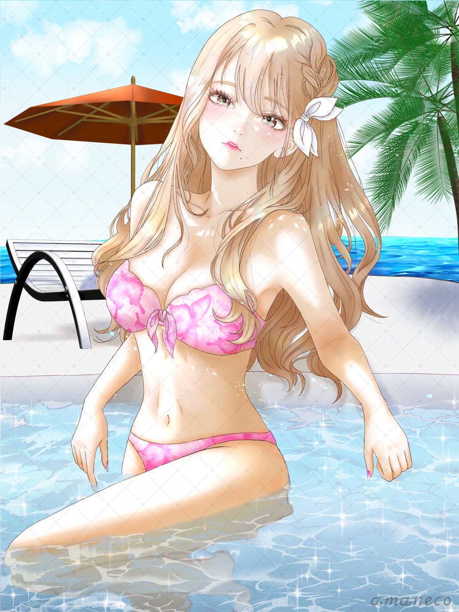 🎨完成披露🖌

専属絵師をさせて頂いている
華月たり様（<a href="/tarikichanyo/">華月たり</a> ）の今日は誕生日🎂✨️

めちゃ美人な実写を元に、別荘のプールで夏を満喫してるたりちゃんを描いて、プレゼントさせて頂きました🎁✨️

喜んでくれて、天使の涙頂いちゃいました🥹💕

 #1枚絵