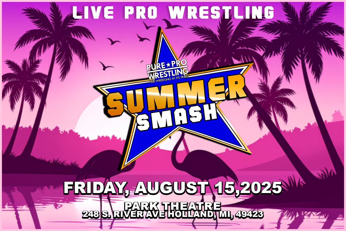 Big #PPWSummerSmash news drops THIS FRIDAY! Don’t miss it. Follow us on all platforms and stay locked in for the latest updates! 🔥

🎟️ parktheatreholland.ludus.com/index.php?show…

#prowrestling #michigan
