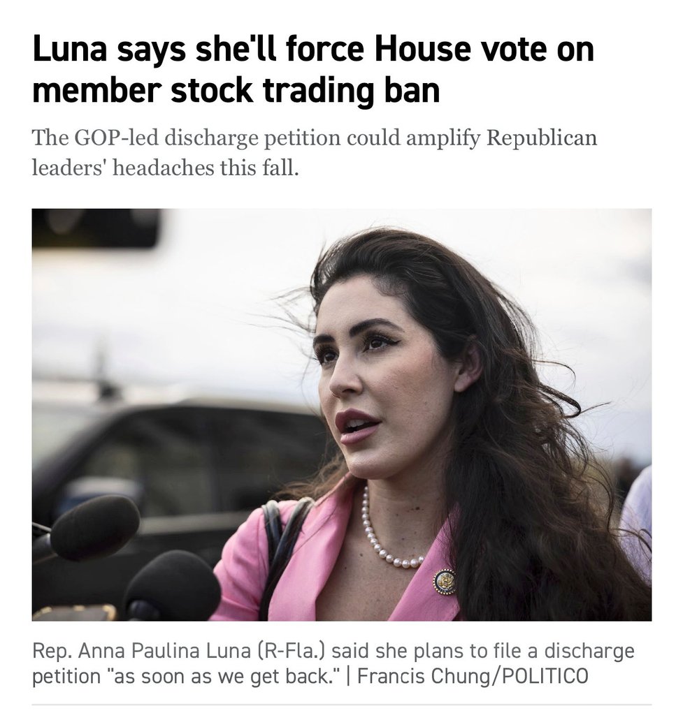 The Butcher of Wall Street Marcel Kalinovic (@bossblunts1) on Twitter photo 🚨 GOP TO FORCE CONGRESSIONAL TRADING BAN VOTE‼️
<a href="/RepLuna/">Rep. Anna Paulina Luna</a> said, "If Congress doesn’t do this now with a slim majority, it’s NEVER going to happen... Either way, this does NOT benefit the American people."
WE AGREE! 🚩
OFFICIALS WHO INFLUENCE FINANCE, LAWS, AND BUSINESS 🚨 GOP TO FORCE CONGRESSIONAL TRADING BAN VOTE‼️
<a href="/RepLuna/">Rep. Anna Paulina Luna</a> said, "If Congress doesn’t do this now with a slim majority, it’s NEVER going to happen... Either way, this does NOT benefit the American people."
WE AGREE! 🚩
OFFICIALS WHO INFLUENCE FINANCE, LAWS, AND BUSINESS