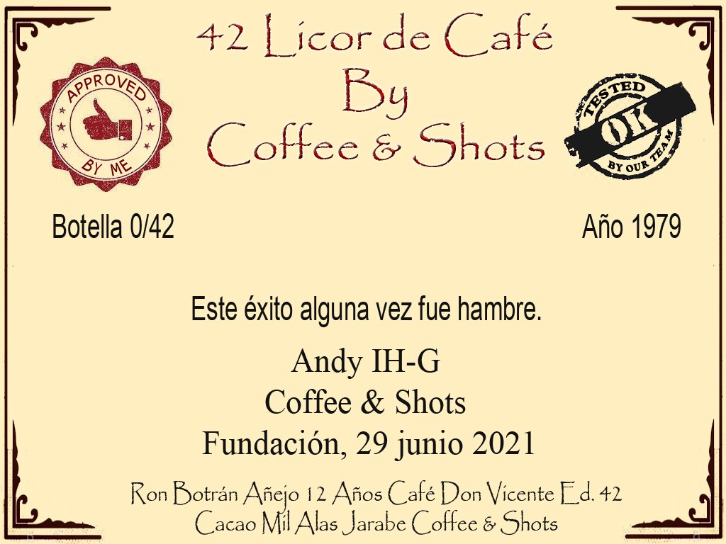 CoffeeandShots's tweet photo. Hace cuatro años, aún estaba nervioso estábamos a punto de hacer la entrega de 42 Licor de Café, sabía que la receta estaba bien, solo esperaba que fuera del gusto de todos los que habían reservado su botella, recortar etiquetas, etiquetar cada botella y preparar los envíos... https://t.co/vBw7PpiKt8