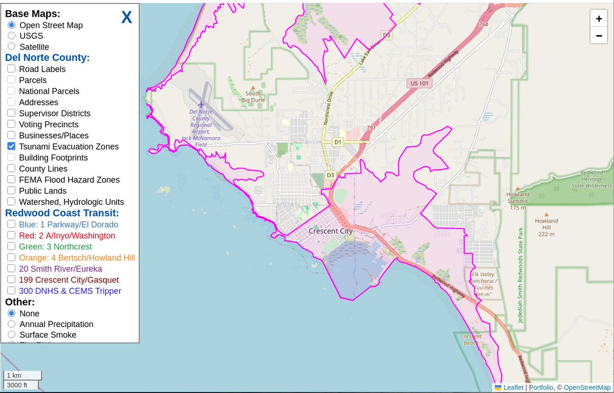 Since everyone is getting all worked up for no reason, regarding a west-coast #tsunami, for no reason I'll post an image of Crescent City, CA tsunami evac zones. This #earthquake will be a non-event. Click the 'evac zones' in the interactive map layers:
delnorteresort.com