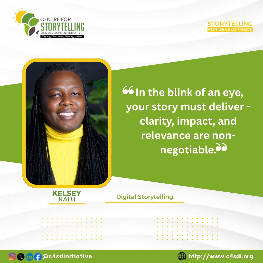In the blink of an eye, your story must deliver - clarity, impact, and relevance are non-negotiable.

#ProudlyAfricans
#CSDI
#ShapingNarratives
#inspiringothers 
#storytellingfordevelopment