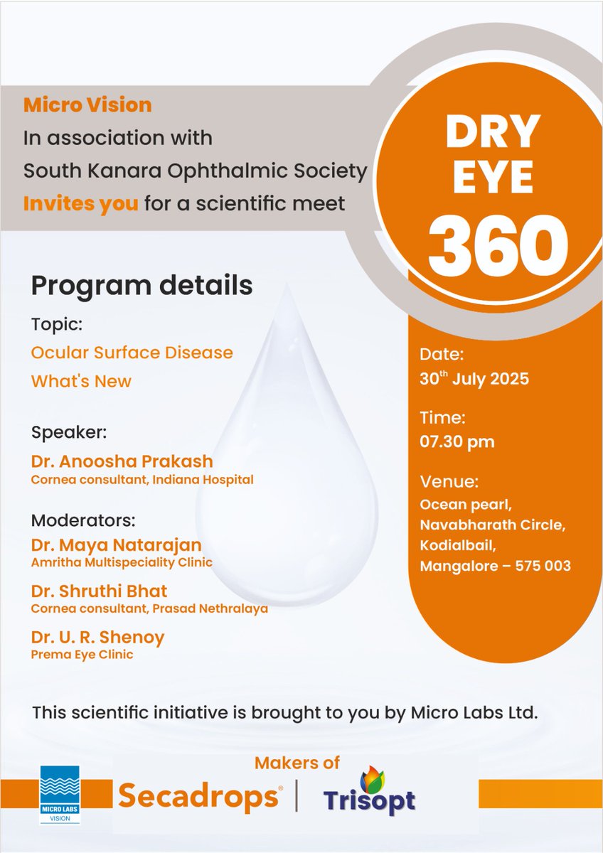 kamathatul's tweet image. Welcoming all ophthalmologists for the monthly CME organised by #SKOS.
This time, we have a talk on dry eye by Dr Anoosha, who will explain ocular surface diseases.
#ophthalmology #ophthalmologist #sight #eyecare #surgery #cornea #dryeye #ocularsurface #visión…