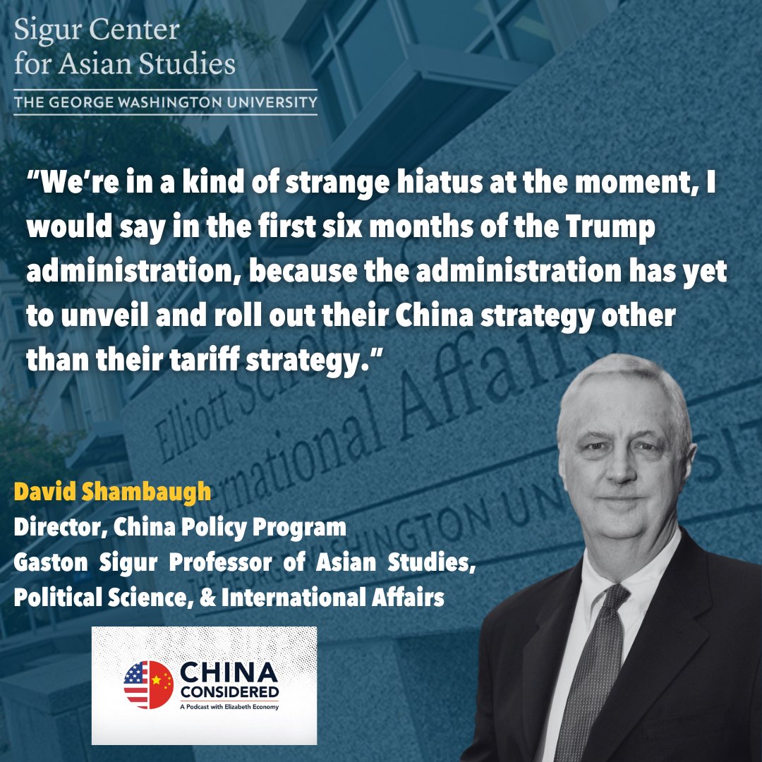 Gaston Sigur Professor and China Policy Program Director David Shambaugh was interviewed about his new book, "Breaking the Engagement," for the @hooverinst 's "China Considered" podcast with Elizabeth Economy. Listen to the interview here: ow.ly/jVwI50WwSCy