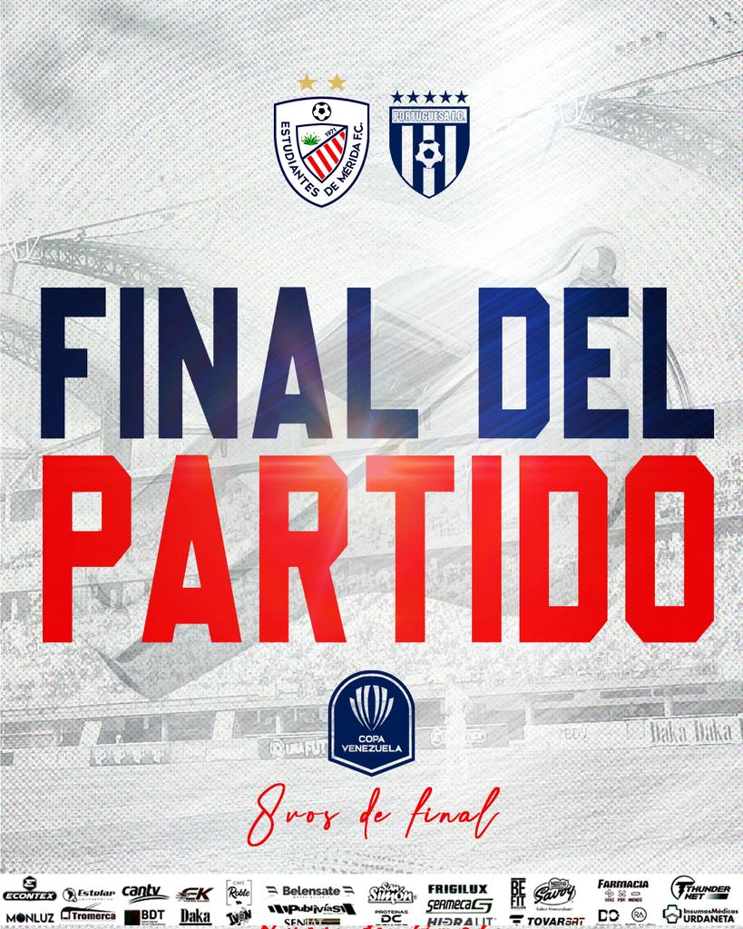 EstudiantesMEFC's tweet image. 🚩#8vos #CopaVenezuela

🎙️Final del encuentro ¡Empate en el primer duelo de los 8vos de final de la Copa Venezuela! 🔝💯

@EstudiantesMEFC 2️⃣-2️⃣ @Portuguesa_FC

#ElEquipoDelPuebloMerideño 🔴⚪️
#VenezuelaEsFUTVE