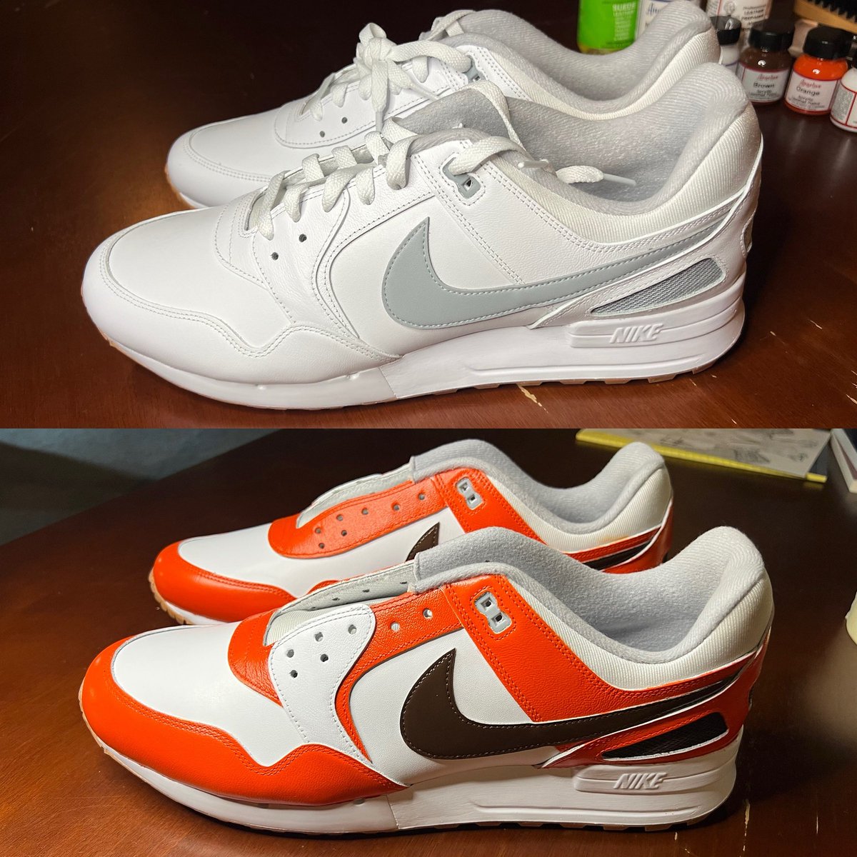 📸 When you can’t find the perfect kicks… you MAKE them!

Brown. Orange. White.
The combo you’ve been searching for doesn’t exist? No problem — create your own style, your own vibe, your own statement.#CustomKicks #MadeNotFound #ShoeGameStrong #StyleYourWay #SneakerHeads