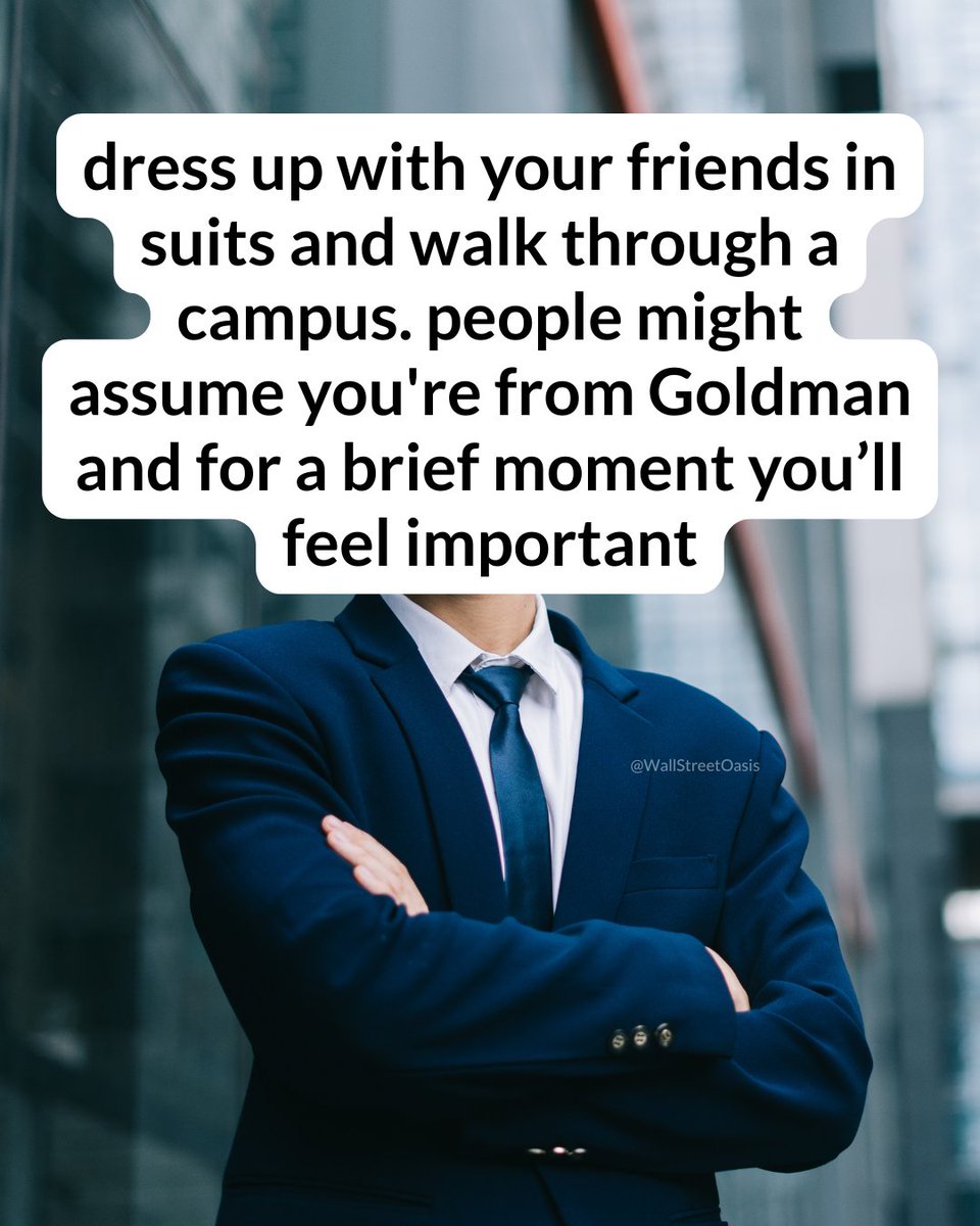 😂 Not a recommendation. Just thinking out loud.
---------
🎯 Want to break into investment banking?

🚀 WSO Academy gives you 1-on-1 access to Wall Street pros who know exactly how to get you there.

✅ Apply now 👉 wallstreetoasis.pulse.ly/u1cbz12jlf

#investmentbanking #wallstreet #memes