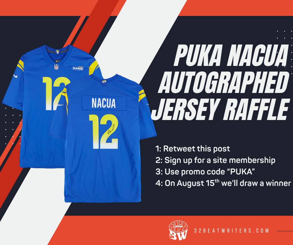32BeatWriters's tweet image. 🚨New Subscriber Raffle🚨

We are raffling off an autographed Puka Nacua jersey to one of our new subscribers!

It's the best time of year to be immersed in the news so why not sign up? It's a win-win.

Retweet then sign up here: rb.gy/znyp5a