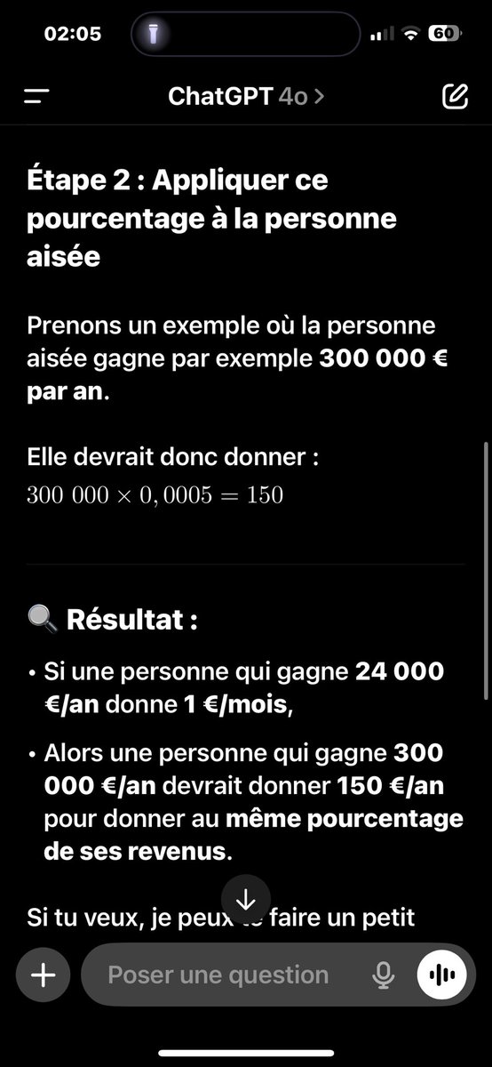blaz_100's tweet image. Alors la question m’a toujours un peu agacé entre les personnes qui donne 1€ et les « millionnaires » qui donne 10.000€ alors j’ai demandé à chat gpt pour que le débat soit clos une fois pour toute 😁
Bien entendu je suis partit du postulat qu’ils gagner plusieurs centaines 1/2
