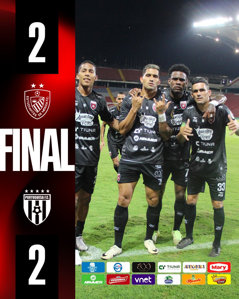¡La llave queda abierta! ↔️ Resultado final en Mérida.

Goles:
Elías Alderete 2’ (EDM)
Jesús Hernández 65’ (EDM)
Keiver Zúñiga 67’ (POR)
Darwin Gómez 71’ (POR)

#CopaVenezuela