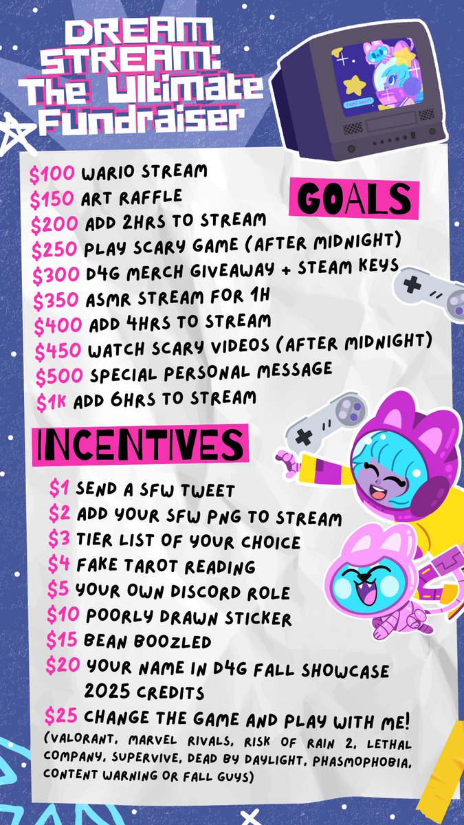 We're having a 12h+ stream to close off our fundraiser with incentives and goals!!Be there or be square 👊🏼🟪

🙊 Reposts are appreciated! Lets end this with a BANG!

📅 July 31st, 2025 - 10AM PT // 1PM ET
🔗 twitch.tv/dames4games

#Dames4Games #Fundraiser #WomenInGaming