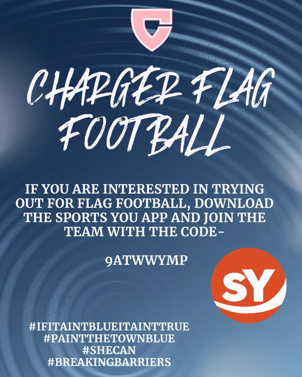 Flag Football is coming up fast! If you are interested in trying out, join the Sports You group for the most up to date information.  #ifitaintblueitainttrue #paintthetownblue #GirlsWhoBall #GirlsinSports