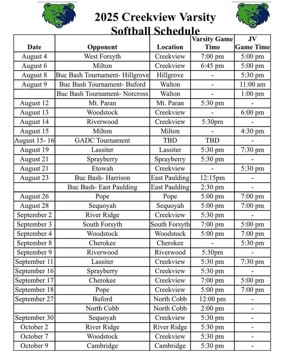 Ady Counts (@adycounts6) on Twitter photo Can’t wait to get my Junior year started!! Here’s our schedule!! 💙💚
<a href="/CreekviewSB/">Creekview Softball</a> <a href="/CoachJMaloney/">Jennifer Maloney</a> <a href="/GAImpact09/">GeorgiaImpactLuckey/Carver09</a> <a href="/coachryancarver/">Ryan Carver</a> Can’t wait to get my Junior year started!! Here’s our schedule!! 💙💚
<a href="/CreekviewSB/">Creekview Softball</a> <a href="/CoachJMaloney/">Jennifer Maloney</a> <a href="/GAImpact09/">GeorgiaImpactLuckey/Carver09</a> <a href="/coachryancarver/">Ryan Carver</a>