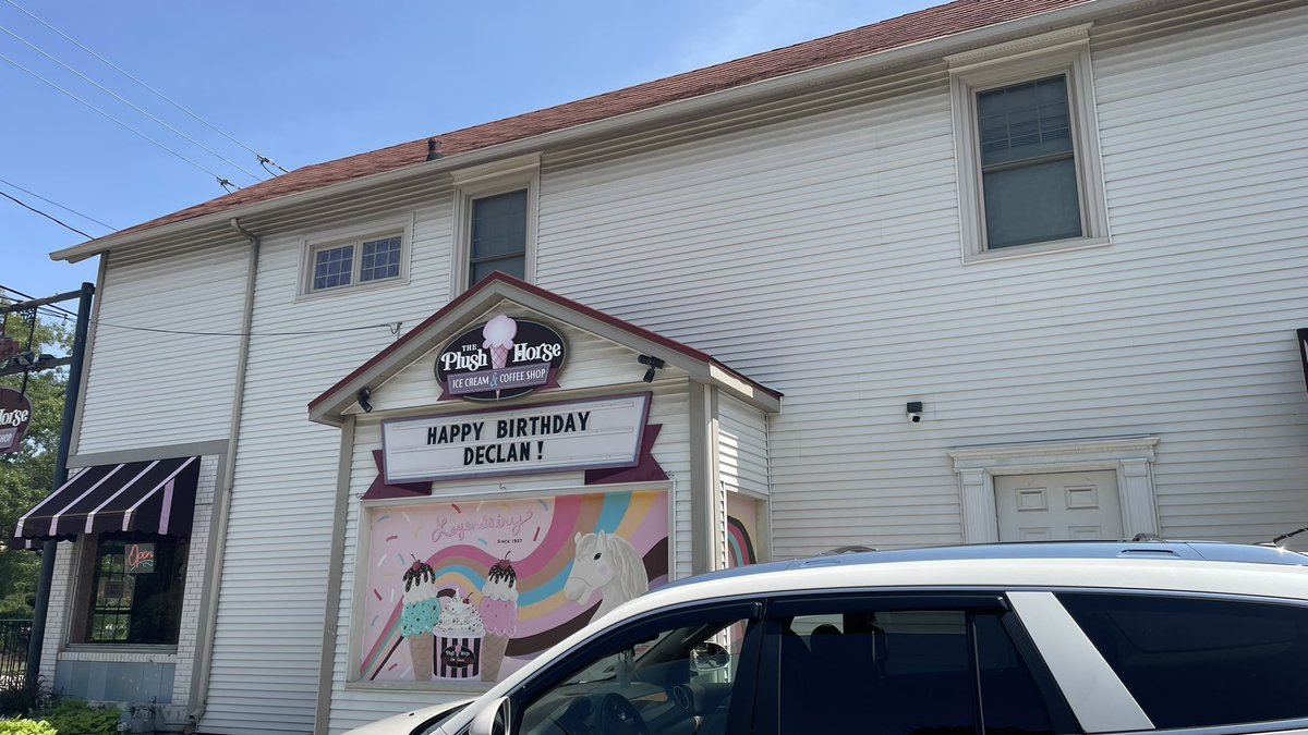 While I was recovering today, dad took a nostalgia trip. He drove by mom’s parent’s house we sold in 2012 after they passed. Then he got ice cream nearby at his most favorite place…the Plush Horse. Selling ice cream since 1937. Named after the old style carousel horse.