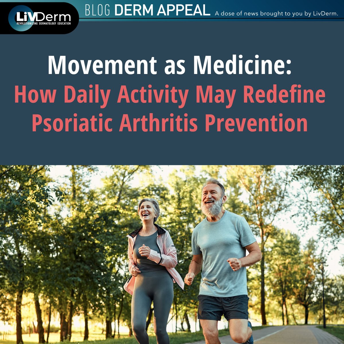 💡 New research reveals a powerful connection between movement and prevention: patients with psoriasis who walked over 10,000 steps a day had a 58% lower risk of developing psoriatic arthritis.

🔗 go.livderm.org/4m1Yuv5

#PsoriaticArthritis #PsoriaticArthritisPrevention