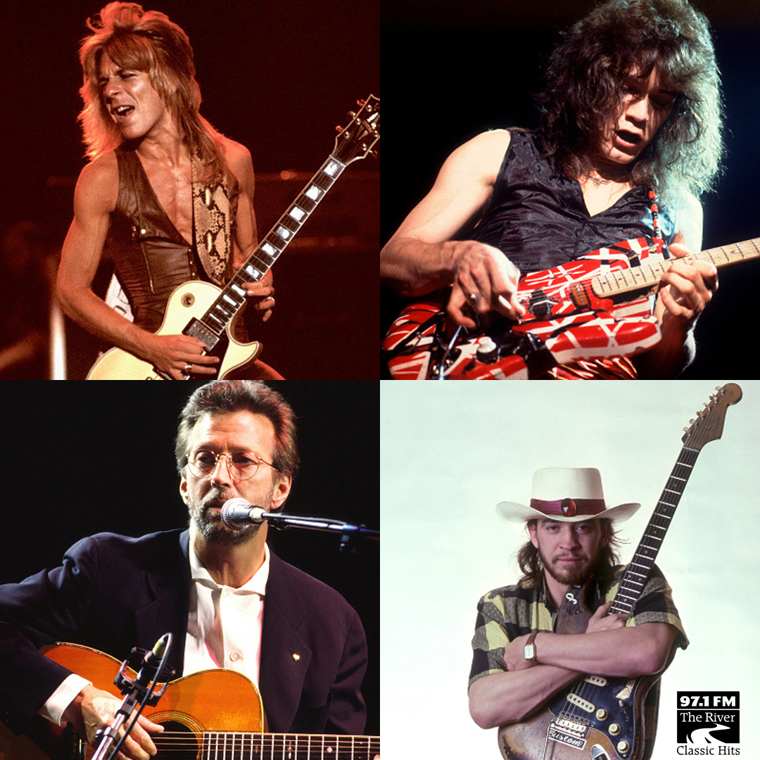 You're invited to duet on stage with one of these guys, which do you choose?
Randy Rhoads, Eddie Van Halen, Eric Clapton or Stevie Ray Vaughan 
#RiverRocksAtl
(Photo: John Atashian/Getty Images / Paul Natkin/Getty Images / Phil Dent/Redferns / Ross Marino/Getty Images)