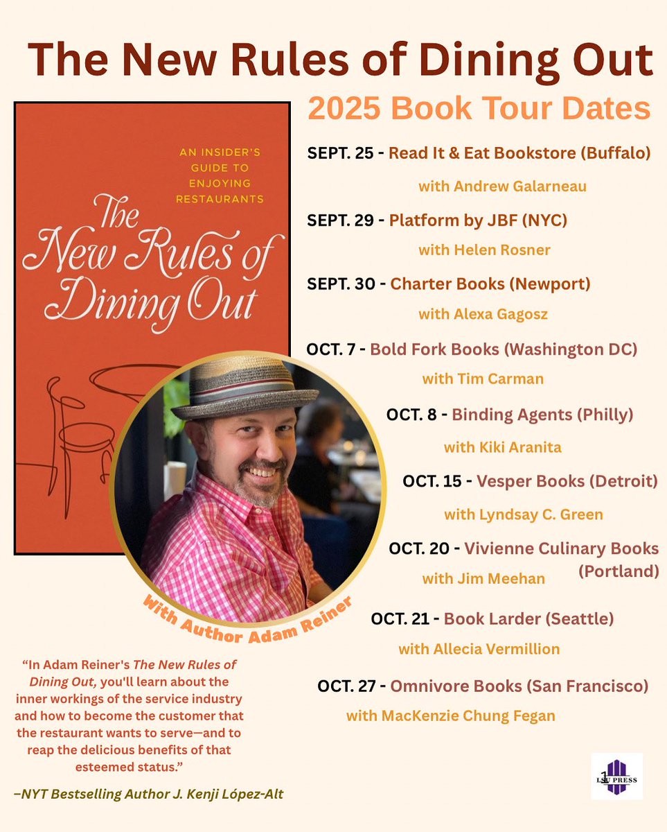 Adam Reiner (@adamreiner) on Twitter photo I’m so thrilled to announce my official book tour dates for <a href="/rulesofdining/">The New Rules of Dining Out</a>! I’ve lined up some absolute rockstar moderators and can’t wait to start the conversation about becoming a better diner! See you in the fall! I’m so thrilled to announce my official book tour dates for <a href="/rulesofdining/">The New Rules of Dining Out</a>! I’ve lined up some absolute rockstar moderators and can’t wait to start the conversation about becoming a better diner! See you in the fall!