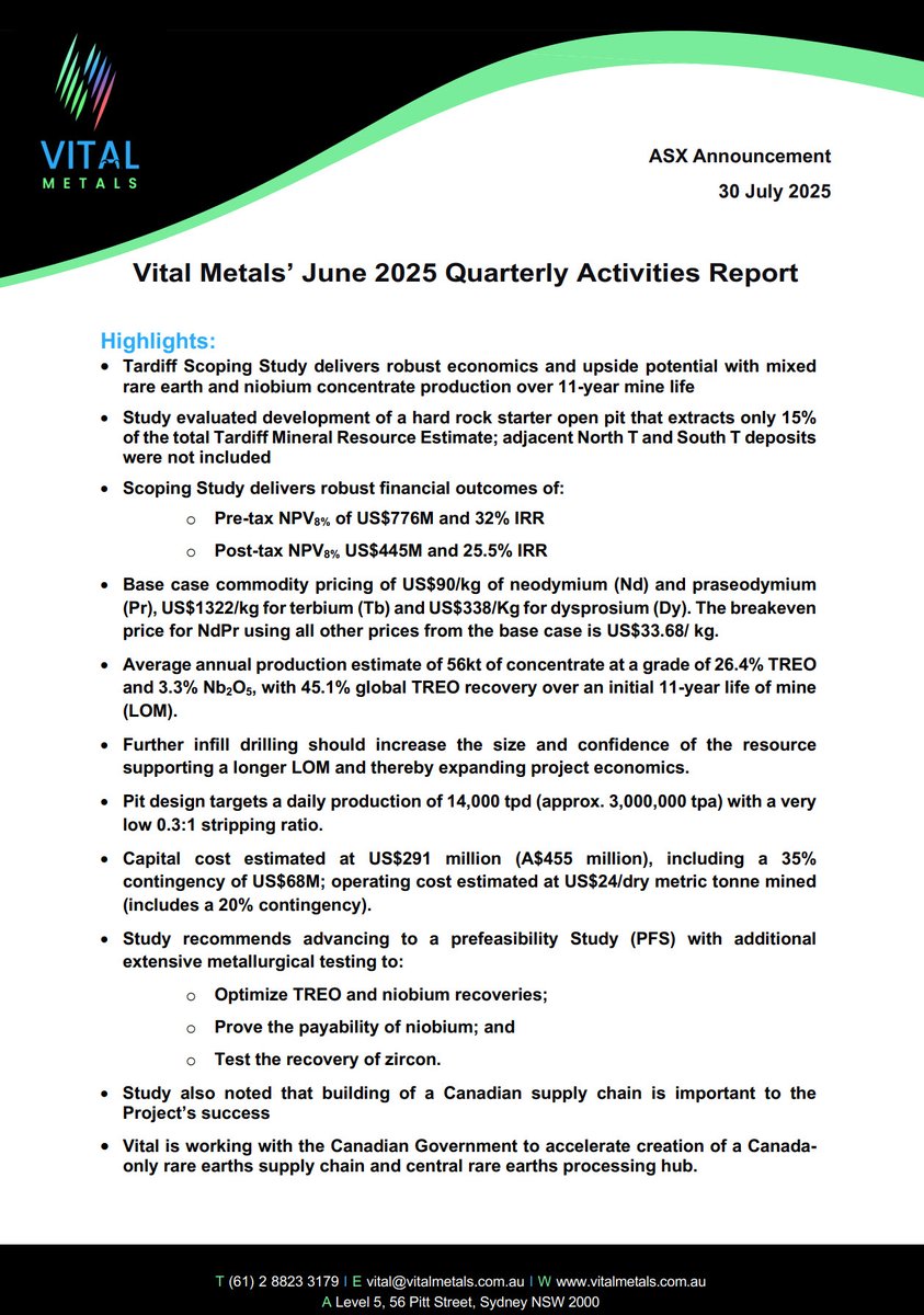 Our Quarterly Activities Report for the period ending 30 June 2025 has been released.

View the full $VML report here: wcsecure.weblink.com.au/pdf/VML/029725…

#VML #REE #RareEarth