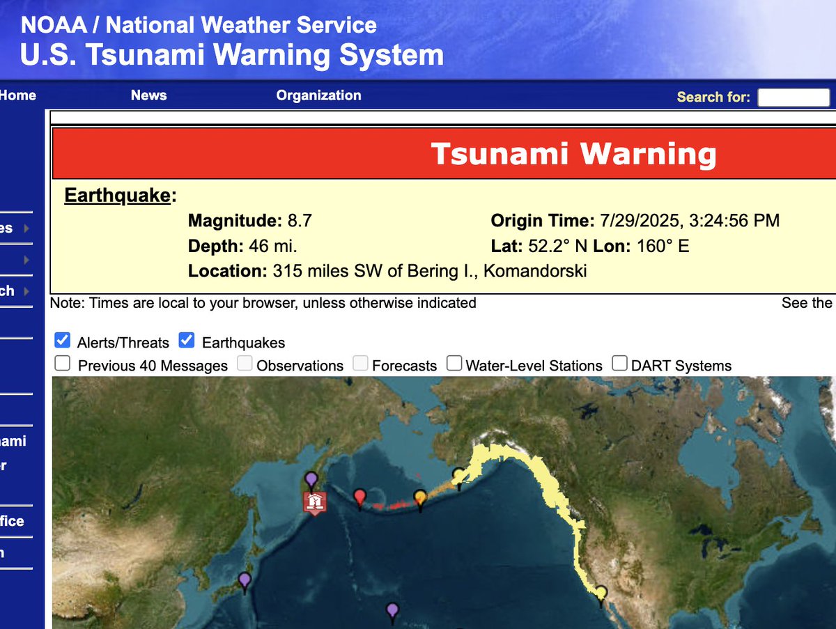 Our partners <a href="/NWS_NTWC/">NWS Tsunami Alerts</a>  National Tsunami Warning Center have issued warnings and alerts for several coastal Alaska areas following the magnitude 8.7 earthquake in Kamchatka. Please be aware and follow tsunami evacuation guidance!