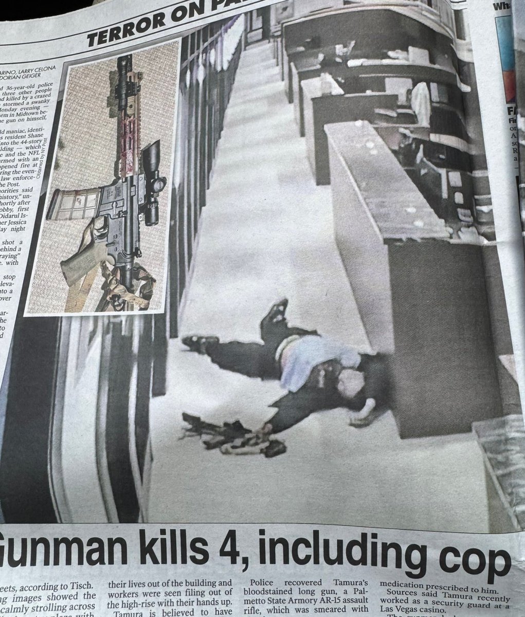 Let's review..

He lived in Nevada and drove to New York, 
parked his car somewhere, 
and walked up Park Avenue with an AR-15 in his hand, no sweat,
then, enters 345 Park Ave. and
shot 4 people in the lobby, 
killing 3, 
and then took the elevator to the 33rd floor, 
by mistake,