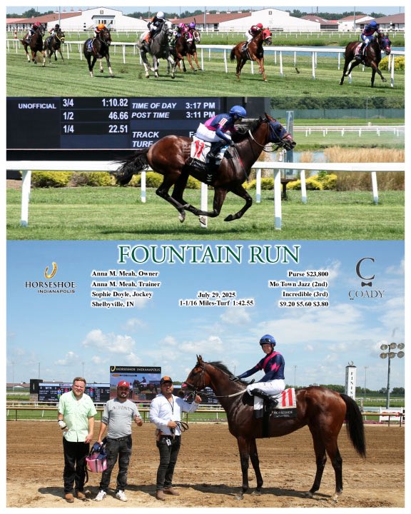 Congratulations to the connections of FOUNTAIN RUN who broke his maiden today <a href="/HorseshoeIndy/">Horseshoe Indianapolis</a> Thank you to <a href="/sophiedoyle77/">Sophie Doyle</a> for a fantastic ride. Also a huge thank you to the entire AMR Team who make all of our wins possible; their hard work never goes unnoticed. So blessed to have