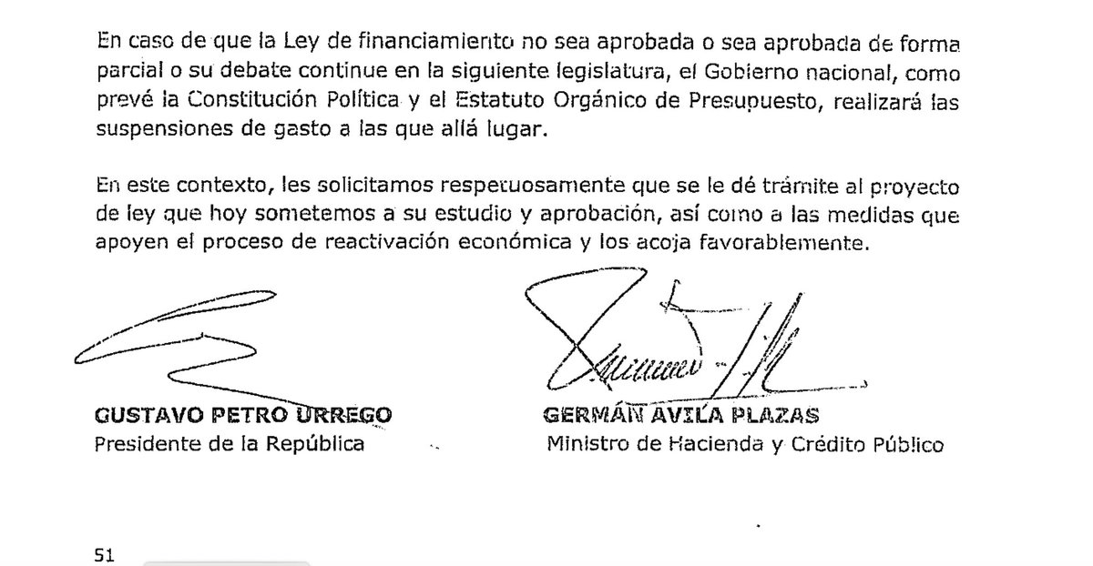Melquisedec Torres (@melquisedec70) on Twitter photo El mensaje de <a href="/petrogustavo/">Gustavo Petro</a> al Congreso presentando el proyecto de presupuesto general 2026, no solo contiene un notable error de ortografía; también la intimidación para una reforma tributaria.
Si no le aprueban la reforma, "suspensiones a las que ALLÁ lugar". El mensaje de <a href="/petrogustavo/">Gustavo Petro</a> al Congreso presentando el proyecto de presupuesto general 2026, no solo contiene un notable error de ortografía; también la intimidación para una reforma tributaria.
Si no le aprueban la reforma, "suspensiones a las que ALLÁ lugar".