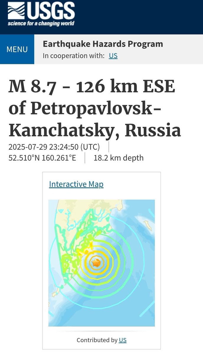 LdelSurNoticias's tweet photo. FUE  8.7 . TERREMOTO ...
🔵 #AHORA : USGS acaba de reajustar la magnitud del terremoto de Kamchatka (Rusia) a 8,7 y la profundidad a 18.2 km. Esto tras un análisis más detallado. Se han registrado varias réplicas fuertes que incluyen un 7,0 y dos de 6,5 . #earthquake #tsunami https://t.co/HI2Gs3XYfM