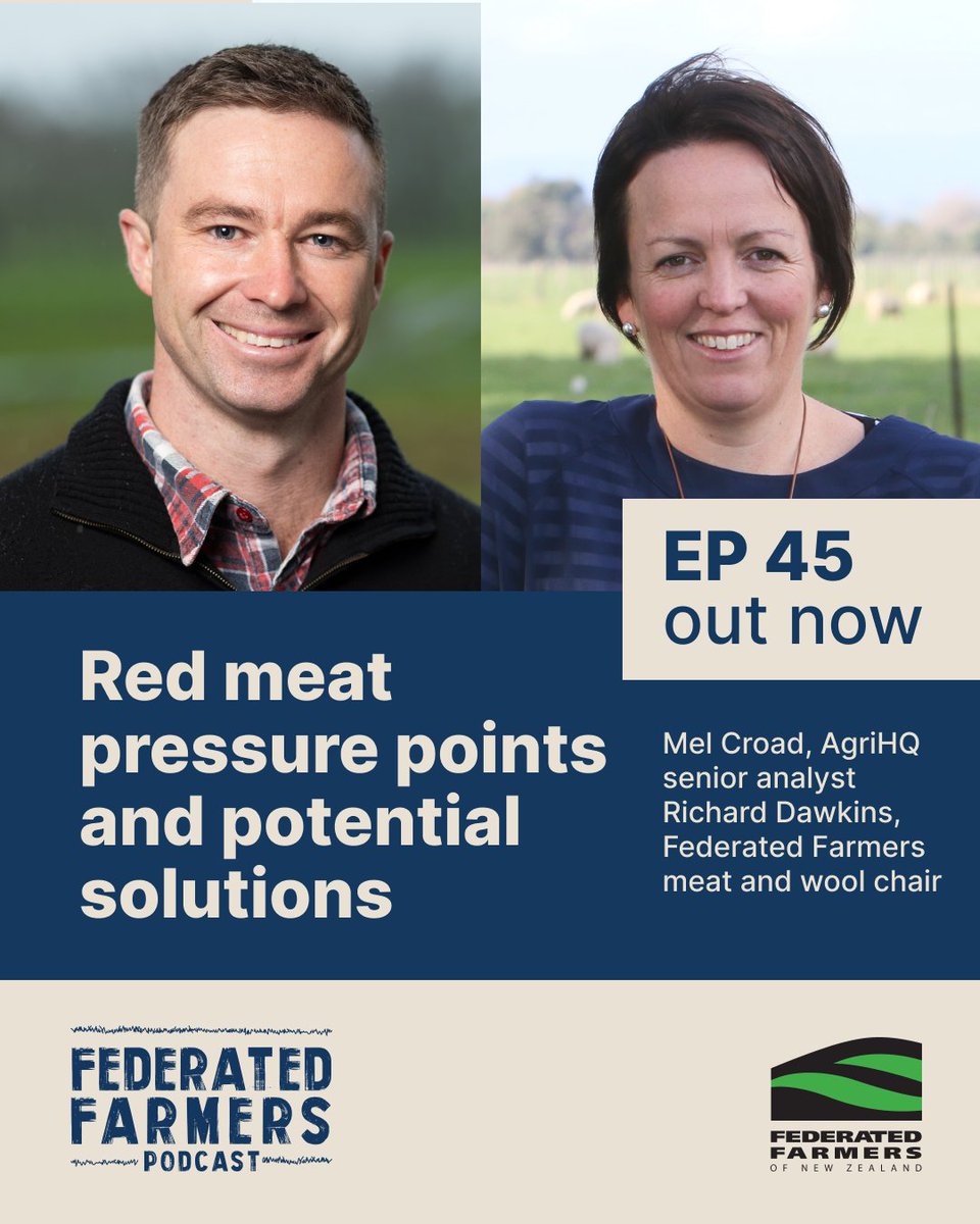 🔊 EP 45 out now with Mel Croad (AgriHQ senior analyst) and Richard Dawkins (Federated Farmers Meat and Cool chair) on red meat pressure points and potential solutions.
🎧 LISTEN NOW
On Spotify: bit.ly/46xTVUC
On Apple Podcasts: apple.co/46xTZ6O