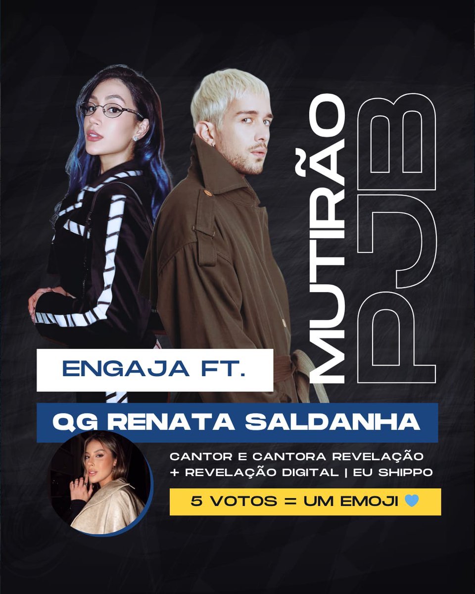 Engaja Maunna (@engajamaunna) on Twitter photo 🚨MUTIRÃO PJB ENGAJA MAUNNA FEAT QG RENATA SALDANHA🚨
<a href="/qgdarenataofc/">QG Renata Saldanha</a>
🗳️ A cada 5 votos deposite um emoji aqui.
⏰ ENCERRA ÀS 23:00h
🚨 Cantor Revelação: Matheus Torres
Cantora Revelação: Unna X
+ votos de parcerias
🎯 META: 250 comentários
🔗: band.com.br/entretenimento… 🚨MUTIRÃO PJB ENGAJA MAUNNA FEAT QG RENATA SALDANHA🚨
<a href="/qgdarenataofc/">QG Renata Saldanha</a>
🗳️ A cada 5 votos deposite um emoji aqui.
⏰ ENCERRA ÀS 23:00h
🚨 Cantor Revelação: Matheus Torres
Cantora Revelação: Unna X
+ votos de parcerias
🎯 META: 250 comentários
🔗: band.com.br/entretenimento…