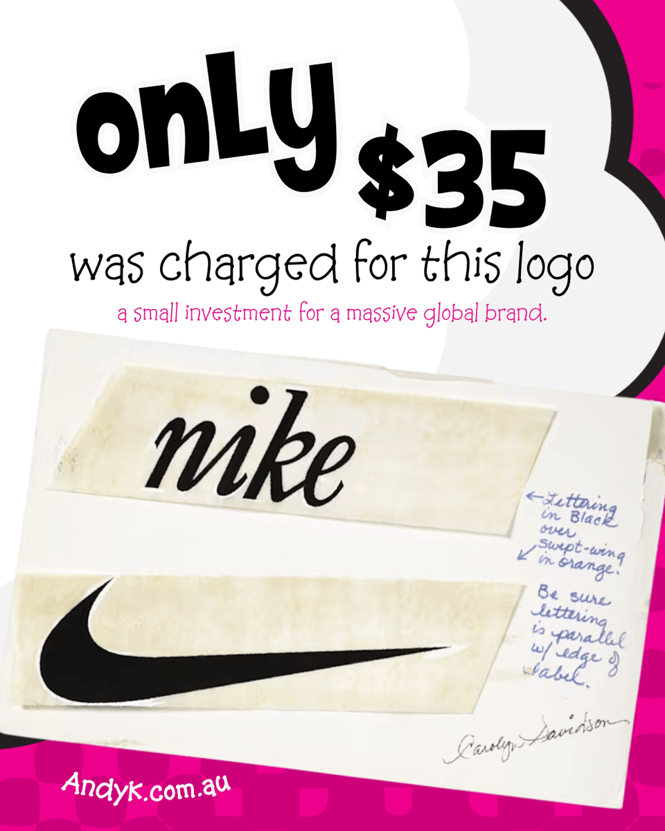 Andy_Kahle's tweet photo. Nike’s “Swoosh” logo was designed by a student for just $35. Talk about a bargain that turned into a legend!
#DesignTrivia #Branding https://t.co/Ea1Jbo9zJj