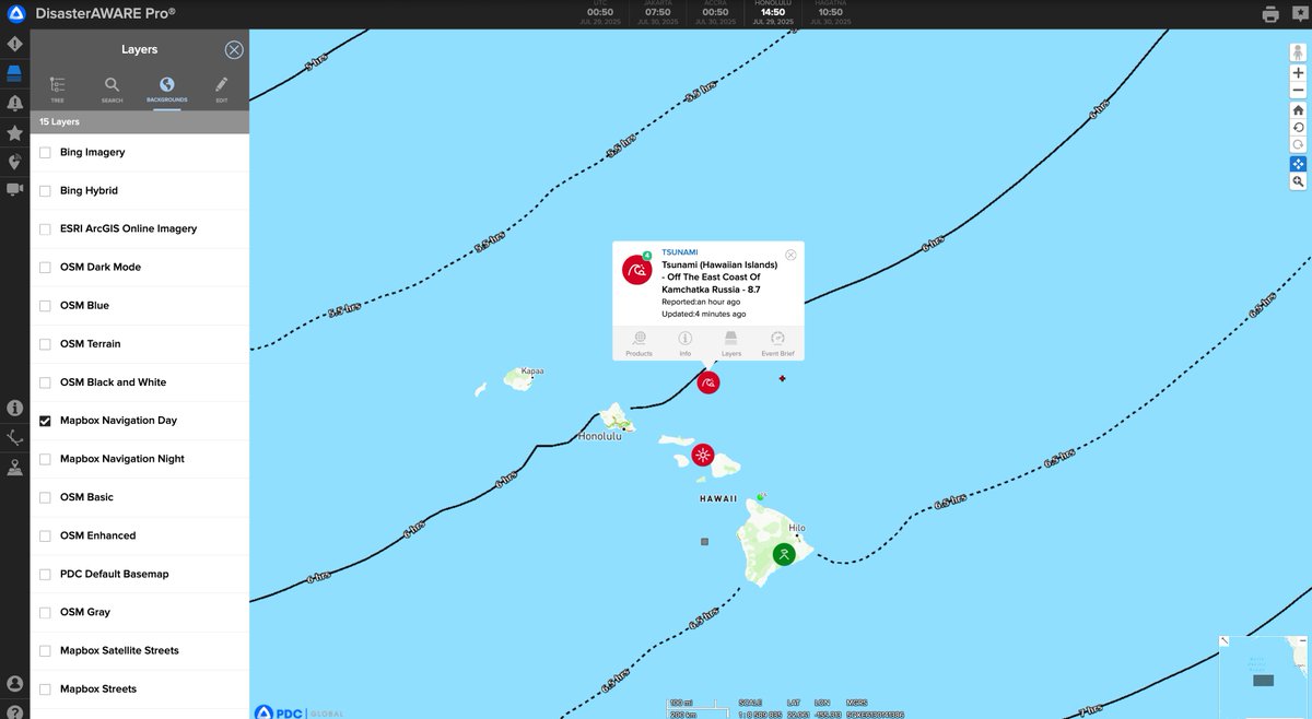 A Tsunami WARNING has been issued by the NWS Pacific Tsunami Warning Center for the Hawaiian Islands following a massive 8.7 earthquake off the east coast of Kamchatka, Russia. The first tsunami wave is estimated to arrive in Hawaii by 7:17pm Hawaii Standard Time, July 29, 2025.