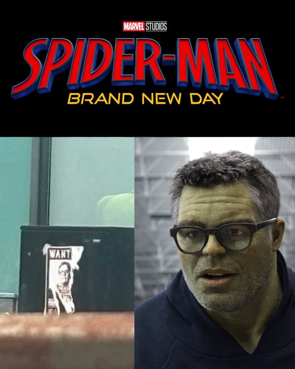 Comikeros's tweet photo. 🎥🟢 ¡Filtrado! Aparece un póster de “Se busca a Hulk” en el set de Spider-Man 4: Brand New Day.
¿Confirmado su aparición en la película? 👀
Las filtraciones parecen tener razón…
⁠ https://t.co/lHjZMc6Zti