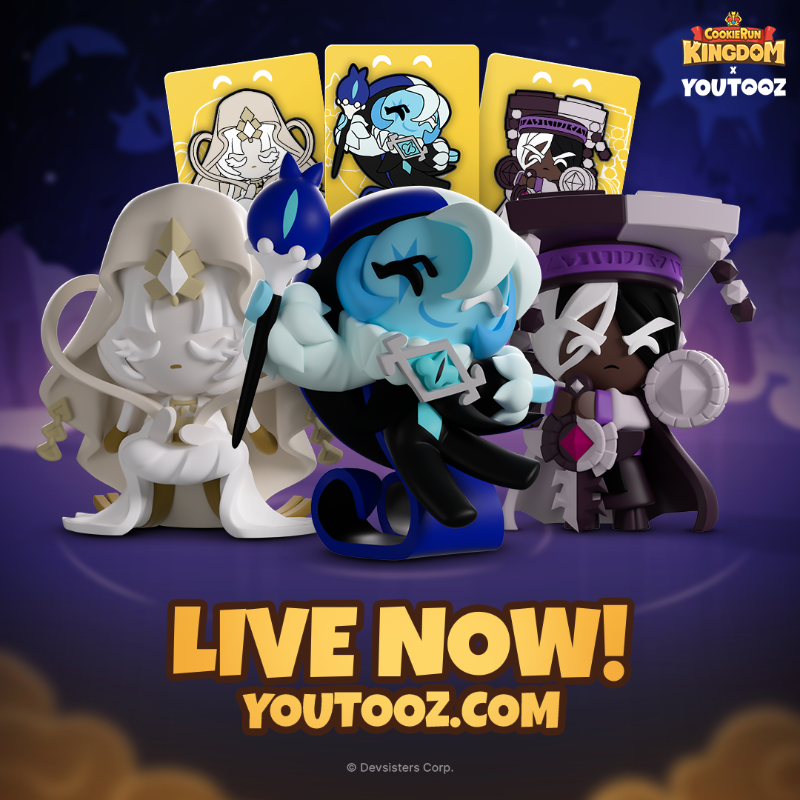 youtooz's tweet photo. Youtooz x Cookie Run Kingdom new collectibles are out now!