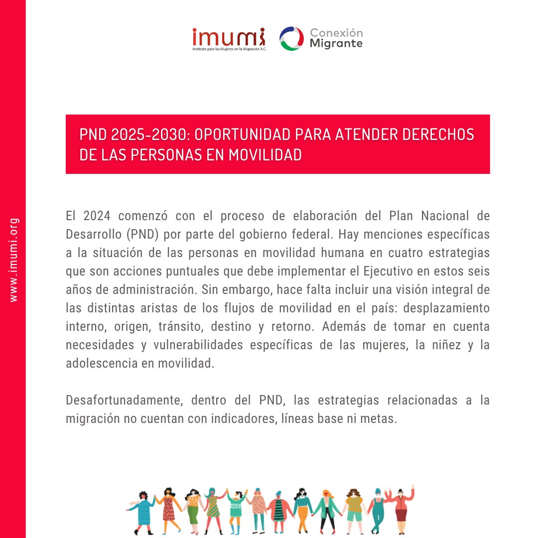 📰 #Columna #PNDYMigración
⚠️ El Plan Nacional de Desarrollo debió reconocer que todas las personas en movilidad han sido vulnerables históricamente por la falta de respeto a sus derechos, por lo que requieren protección, asistencia integral diferenciada y ser reconocidas como