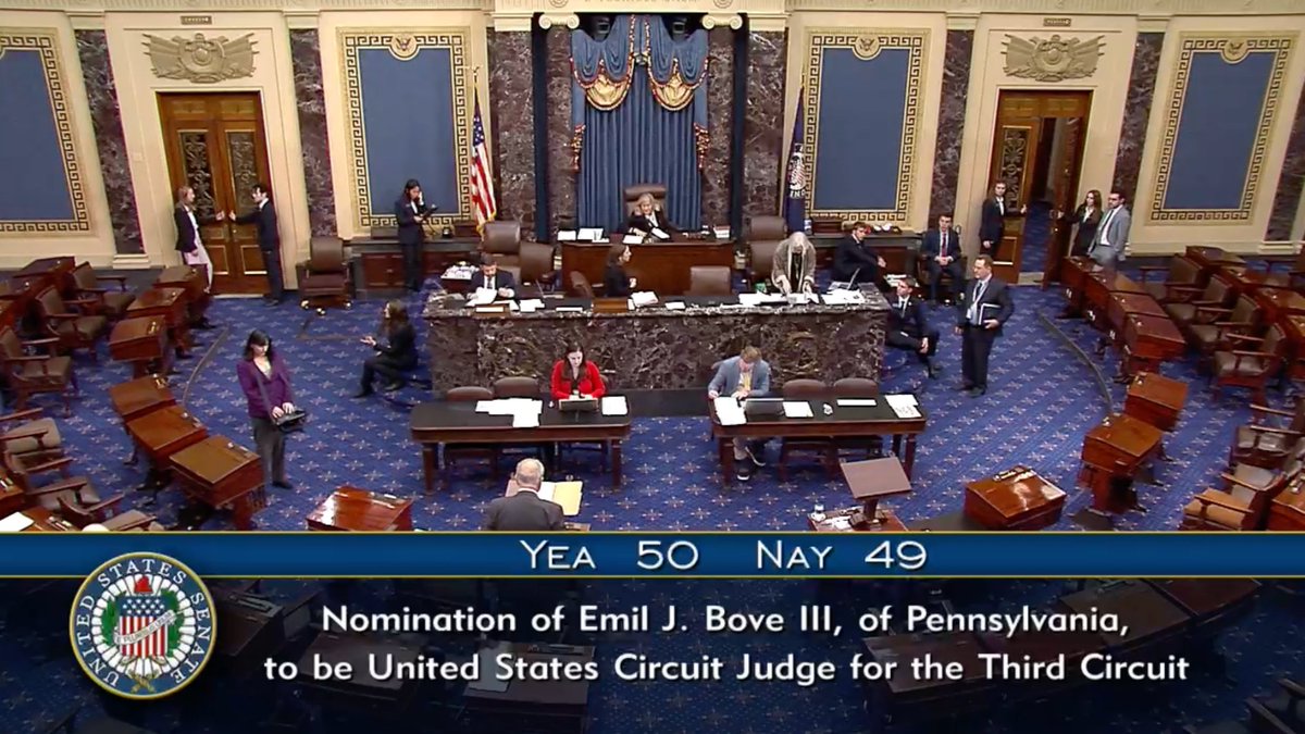 ✅ CONFIRMED: Emil J. Bove III as a judge on the U.S. Court of Appeals for the Third Circuit