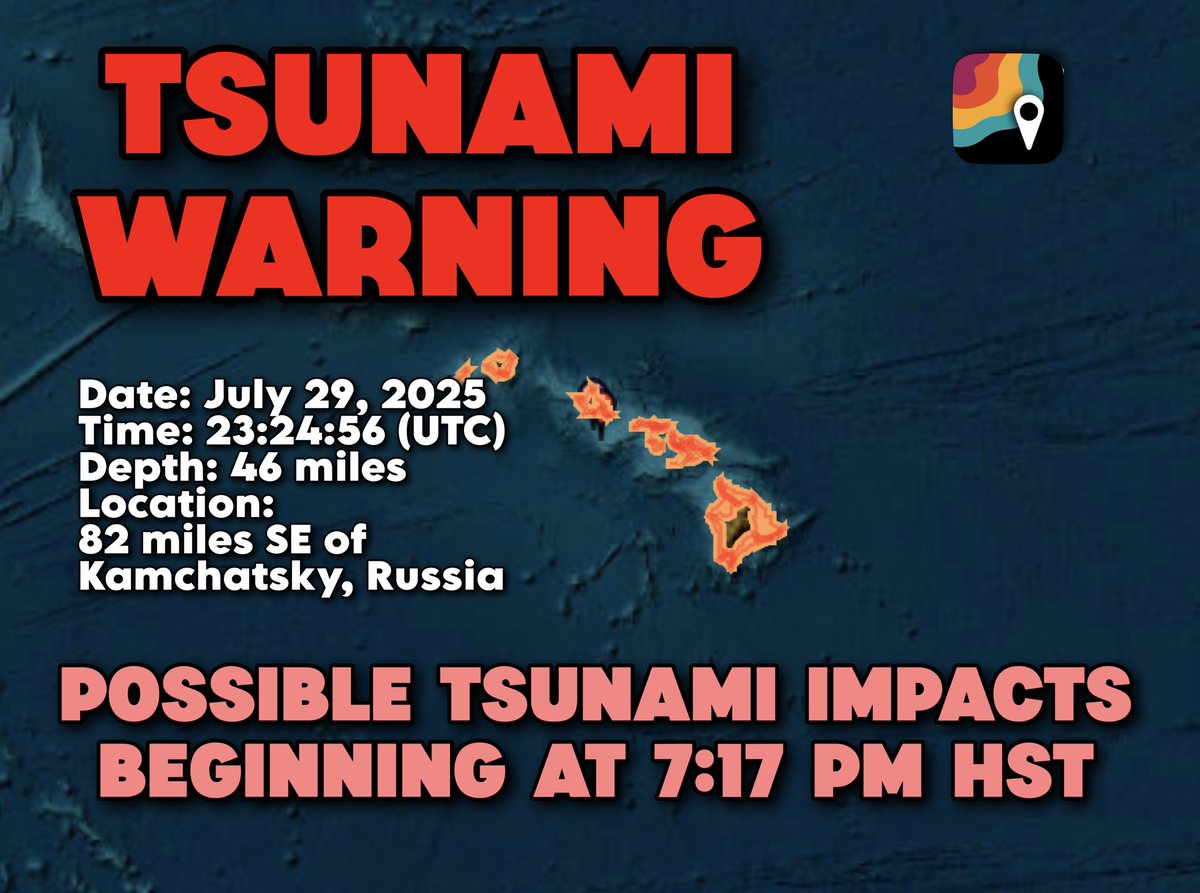 Matthew Cappucci (@matthewcappucci) on Twitter photo Tsunami WARNING now for Hawaii! DAMAGING TSUNAMI may affect structures and vessels at the immediate coastline!
Evacuate vertically if instructed to do so! <a href="/MyRadarWX/">MyRadar Weather</a> Tsunami WARNING now for Hawaii! DAMAGING TSUNAMI may affect structures and vessels at the immediate coastline!
Evacuate vertically if instructed to do so! <a href="/MyRadarWX/">MyRadar Weather</a>