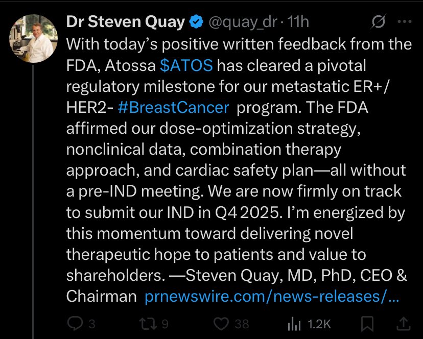 TaxMan ๐บ๐ธ (@taxmancpamst) on Twitter photo Iโm blocked for telling <a href="/quay_dr/">Dr Steven Quay</a> to get his ass in gear, but itโs nice to see <a href="/atossainc/">Atossa Therapeutics</a> making strides. #breastcancer $ATOS Iโm blocked for telling <a href="/quay_dr/">Dr Steven Quay</a> to get his ass in gear, but itโs nice to see <a href="/atossainc/">Atossa Therapeutics</a> making strides. #breastcancer $ATOS