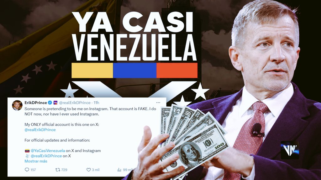 🚫 El mercenario estadounidense, Erik Prince, conocido por sus vínculos con operaciones terroristas e intentos desestabilizadores en Venezuela, reapareció en escena con un mensaje en su cuenta oficial en X para pedir “paciencia” a sus seguidores opositores para «derrocar» al