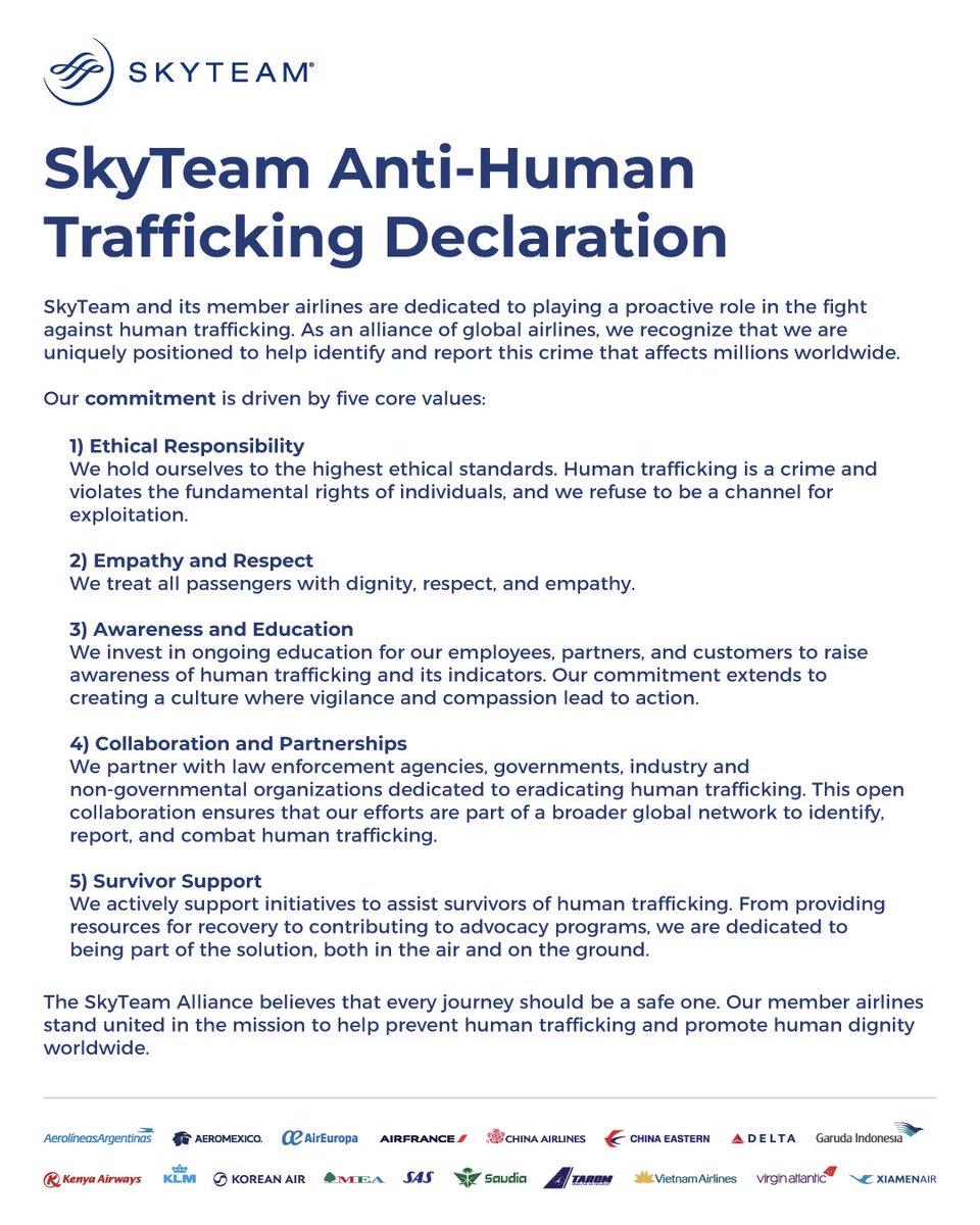 XiamenAirlines's tweet photo. On the UN World Day Against Trafficking in Persons, #XiamenAirlines reaffirm our commitment through:
β Specialized crew training
β Secure reporting channels
β Aviation industry collaboration
Proud to stand with @SkyTeam for safer skies worldwide. #flyforbetterworld https://t.co/bIVdXnFB12