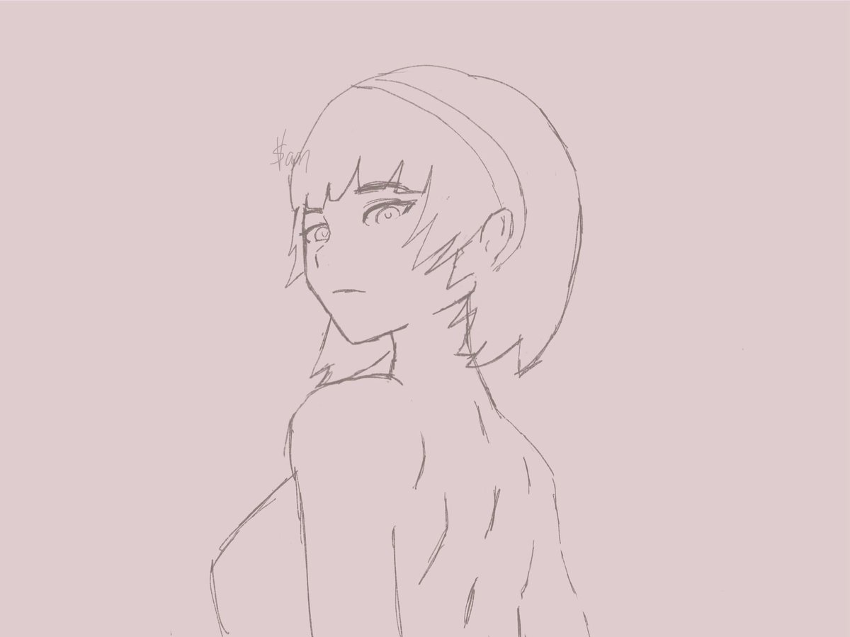 Here’s the sketch from this piece #Persona #P5