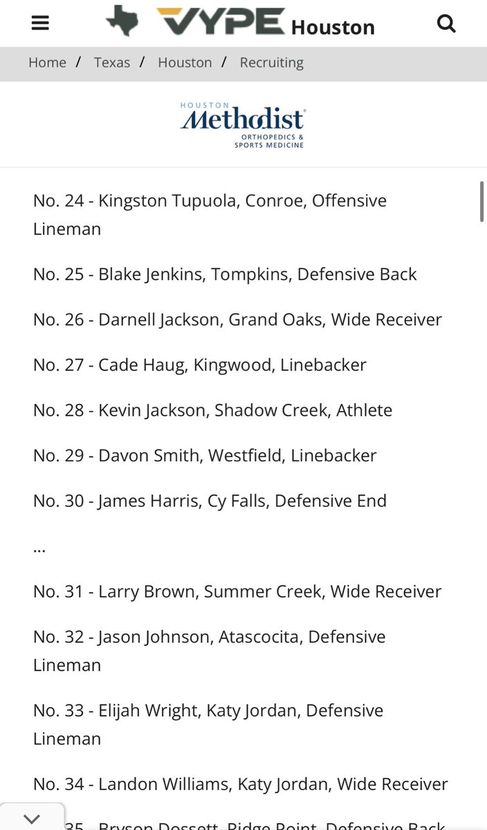 Davon “Kekoa” Smith ‘27🇵🇫 (@davonsmith09) on Twitter photo Blessed to be mentioned at #29 on the <a href="/vypehouston/">VYPE Houston</a> “Super 60” list! I’m coming for it all.
<a href="/DonnieBaggs_/">#HCville</a> <a href="/GPowersScout/">Greg Powers 🏟️</a> <a href="/DezBlackCoach/">Dez Black</a> <a href="/Coach_Bragg/">Jacob Bragg</a> <a href="/coach_u87/">Coach Urgelles</a> <a href="/CoachHyp13/">Coach Hypolite</a> <a href="/fb_westfield/">Westfield Mustang Football</a> Blessed to be mentioned at #29 on the <a href="/vypehouston/">VYPE Houston</a> “Super 60” list! I’m coming for it all.
<a href="/DonnieBaggs_/">#HCville</a> <a href="/GPowersScout/">Greg Powers 🏟️</a> <a href="/DezBlackCoach/">Dez Black</a> <a href="/Coach_Bragg/">Jacob Bragg</a> <a href="/coach_u87/">Coach Urgelles</a> <a href="/CoachHyp13/">Coach Hypolite</a> <a href="/fb_westfield/">Westfield Mustang Football</a>