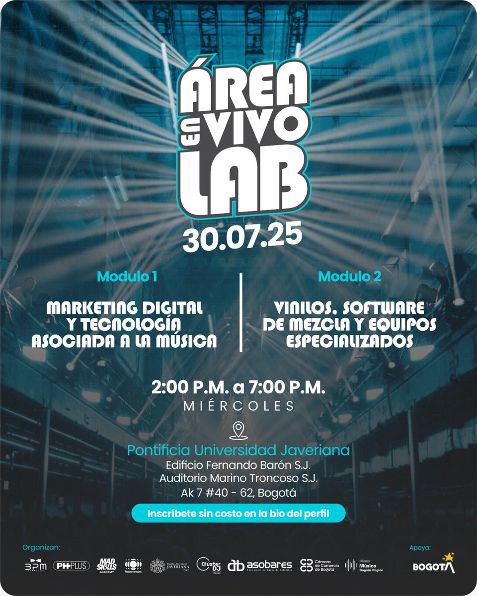 Si trabajas en el sector del entretenimiento nocturno, ¡esta actividad está pensada para ti!🎶

Te invitamos a una jornada de formación técnica y digital para artistas, DJs y agentes de la música en vivo.