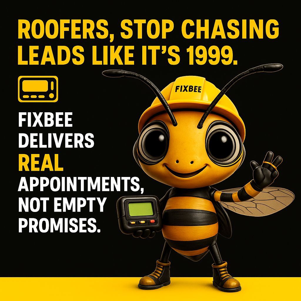 FixBeePro's tweet image. ROOFERS, STOP CHASING LEADS LIKE IT’S 1999 📟
Tired of ghost leads and no-shows?
FixBee delivers REAL appointments—no chasing, no games.

⚫️🟡 Black &amp;amp; Yellow. Trusted. Proven.
🚀 Join the swarm 👉 pro.fixbee.com

#FixBee #RoofingLeads #ContractorMarketing…