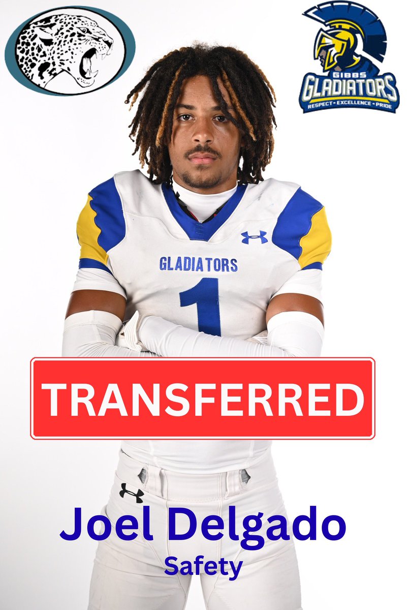 🟦💛 TRANSFER ALERT 💛🟦
Please welcome Joel Delgado to the Gibbs Gladiators!
The talented Safety is transferring in from East Lee County and ready to lock it down in the secondary.

🔥 New school. Same mission. #Gladiator

📍 Gibbs High School
🛡️ Class of 2027
