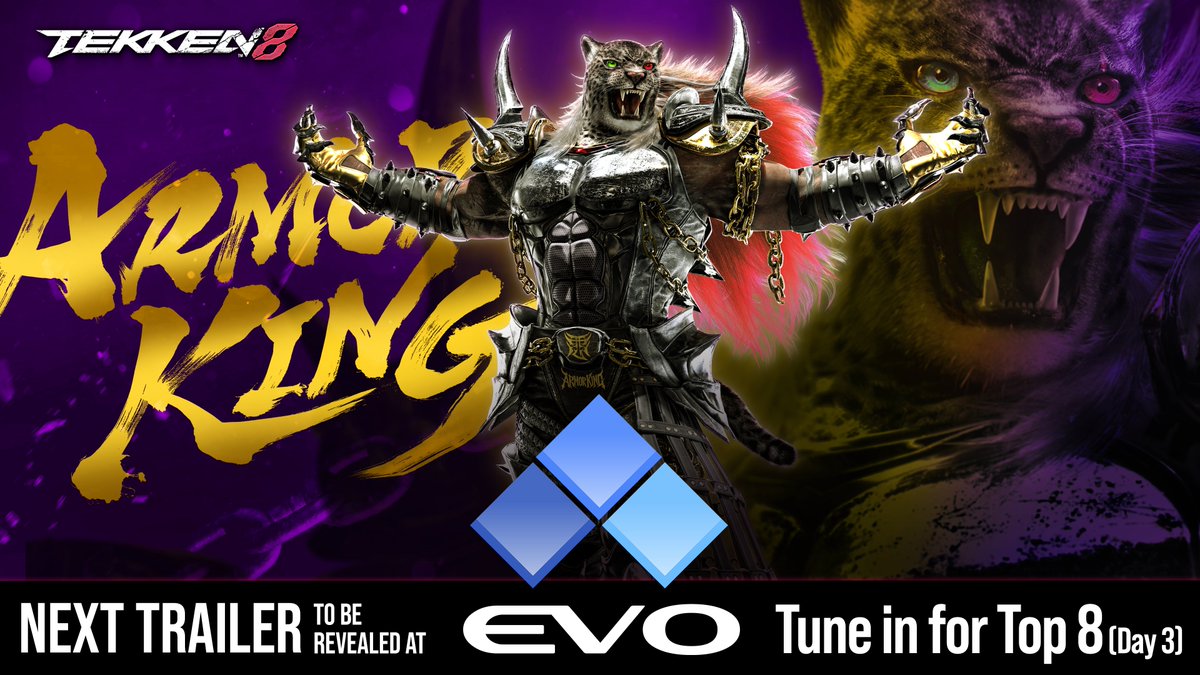 🤜#TEKKEN8 Season 2
3rd Additional Character: ◤ Armor King ◢

Look forward to a new trailer during #TWT2025 Master+ Tournament <a href="/Evo/">Evo</a> Las Vegas 2025, held from August 1 (Fri) to August 3 (Sun).

Watch live:
TW: twitch.tv/evo
YT :youtube.com/@EvoEvents