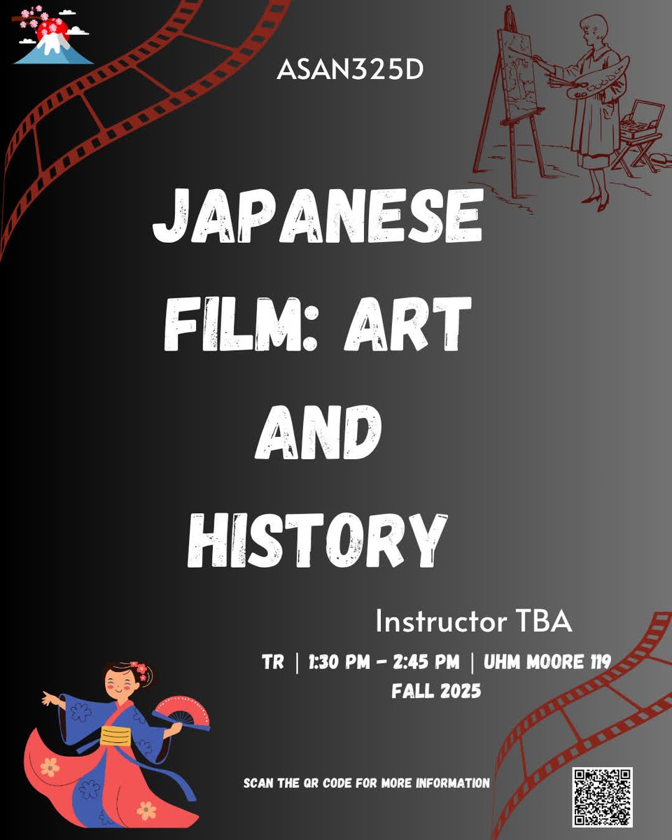 Register Now: ASAN 325D – Japanese Film: Art &amp; History (Special Topics)
Aug 25 – Dec 19, 2025/ Fall 2025
Tuesdays &amp; Thursdays | 1:30 PM – 2:45 PM/ UHM MOORE 119