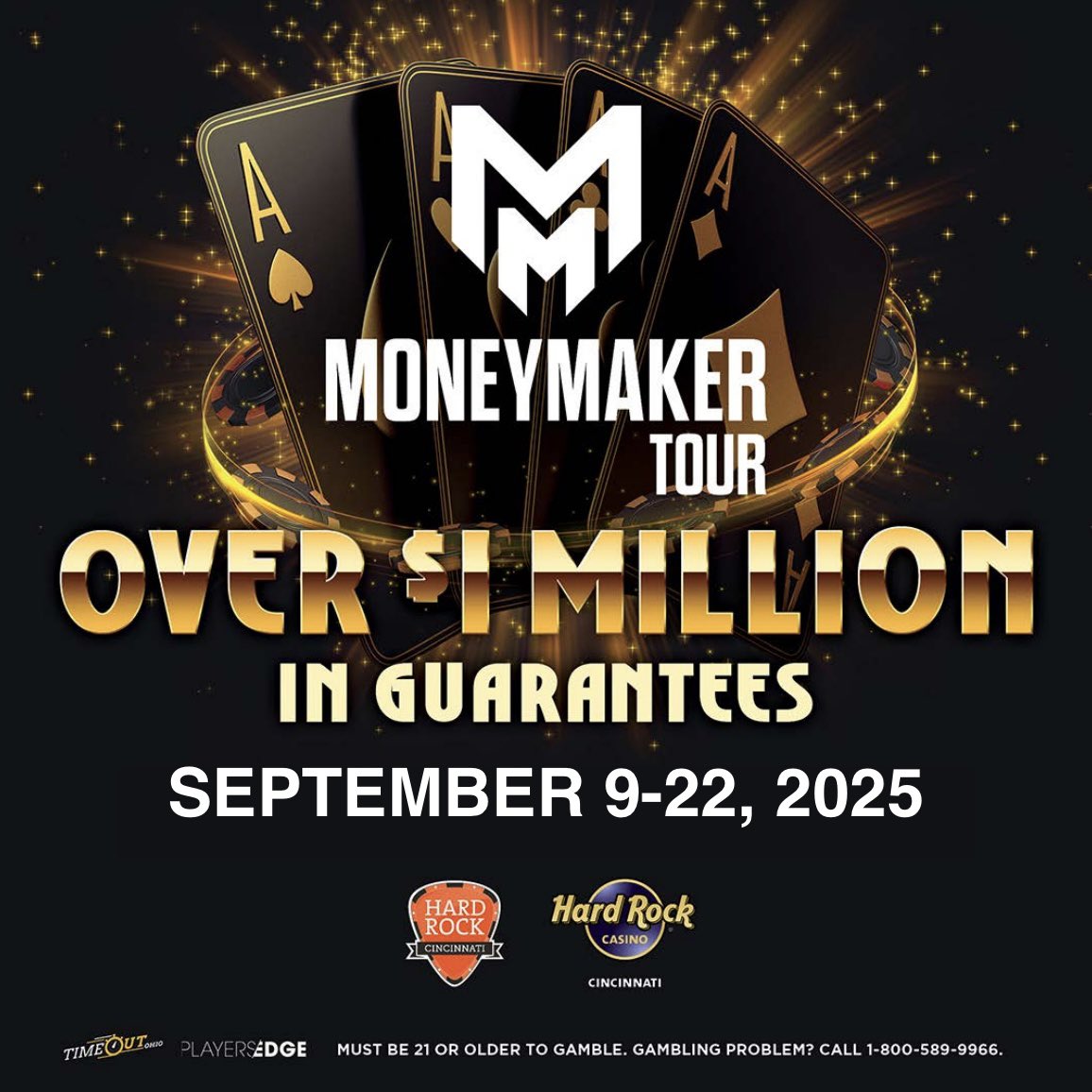Hard Rock Poker Cincinnati (@pokercincinnati) on Twitter photo 💰 Moneymaker Sept. 9-22, 2025 💰
<a href="/MoneymakerTour/">Moneymaker Tour</a> returns to <a href="/Hardrock_Cincy/">Hard Rock Casino Cincinnati</a> for <a href="/PokerCincinnati/">Hard Rock Poker Cincinnati</a> action with <a href="/CMONEYMAKER/">Chris Moneymaker</a>!
Structure sheets and more details here.
tinyurl.com/4fwva2hf 💰 Moneymaker Sept. 9-22, 2025 💰
<a href="/MoneymakerTour/">Moneymaker Tour</a> returns to <a href="/Hardrock_Cincy/">Hard Rock Casino Cincinnati</a> for <a href="/PokerCincinnati/">Hard Rock Poker Cincinnati</a> action with <a href="/CMONEYMAKER/">Chris Moneymaker</a>!
Structure sheets and more details here.
tinyurl.com/4fwva2hf