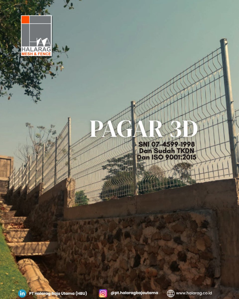 HalaragPt's tweet image. Pagar Bandara / Pagar V / Security Fence / Pagar Wiremesh / Pagar 3D 

Dibuat sebagaimana proses produksi wiremesh, dengan proses penekukan bentuk gelombang pada bagian tengahnya wiremesh, menggunakan mesin bending khusus. 

pabrikwiremesh.co.id

#pagarwiremesh #pagar3d