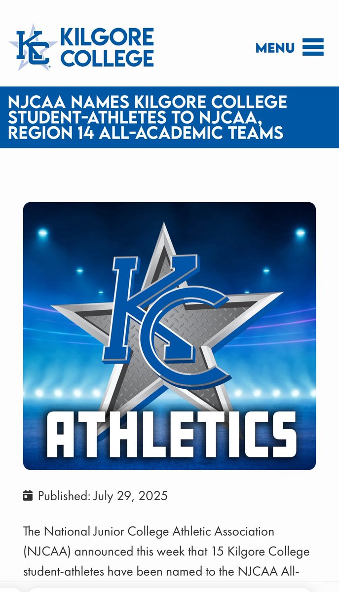 AD SWAGGY P (@poc1678) on Twitter photo Congratulations to our student-athletes and Coaches for taking care of business in the classroom! kilgore.edu/news_and_event…
<a href="/KC_MTXE/">Kilgore College Football</a> <a href="/KilgoreSoftball/">Kilgore College Softball</a> <a href="/KilgoreHoops/">Kilgore College Men’s Basketball</a> <a href="/KilgoreWomen/">Kilgore Women's Basketball</a> Congratulations to our student-athletes and Coaches for taking care of business in the classroom! kilgore.edu/news_and_event…
<a href="/KC_MTXE/">Kilgore College Football</a> <a href="/KilgoreSoftball/">Kilgore College Softball</a> <a href="/KilgoreHoops/">Kilgore College Men’s Basketball</a> <a href="/KilgoreWomen/">Kilgore Women's Basketball</a>