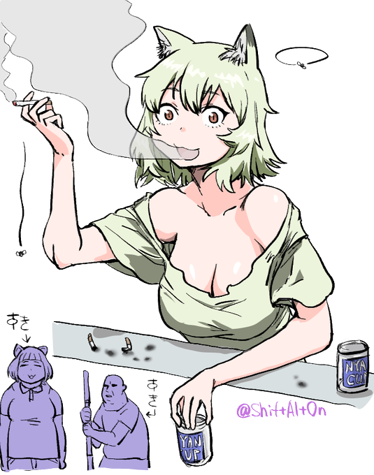 ヤニねこ絵。意外と乳がある。
好きなキャラは大家さんとデブねこです。 